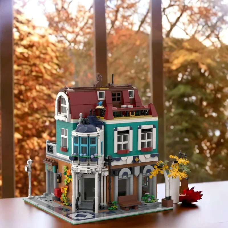 

2055 Parts MOC Bookshop Build Street View Series Assembling Particle Building Blocks DIY Model Assembly Kit Creativity Toys Sets