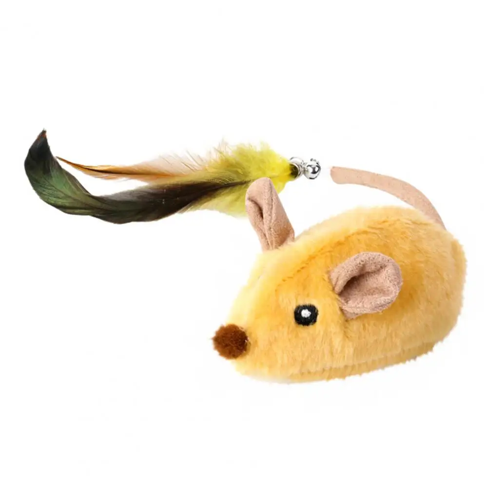 Electric Mouse Toy for Cats Interactive Plush Mouse with Remote Control Rechargeable Automatic Moving Cat Mice Toy with Feather