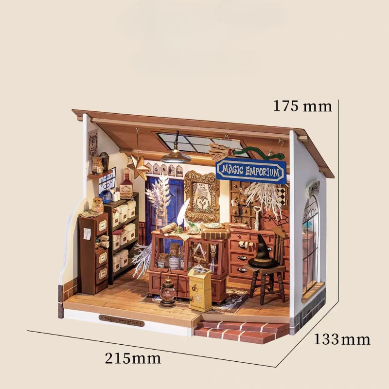 DIY Magic Shop Miniature House Custom Wooden Model Kits 3D Wooden Puzzles Build Best Exquisite Gift for Kids Adults