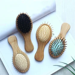 Bamboo Baby Hair Brush Scalp Massage Comb Natural Wooden Air Cushion Massaging Brush Paddle Detangling For Wet Dry Curly Hair