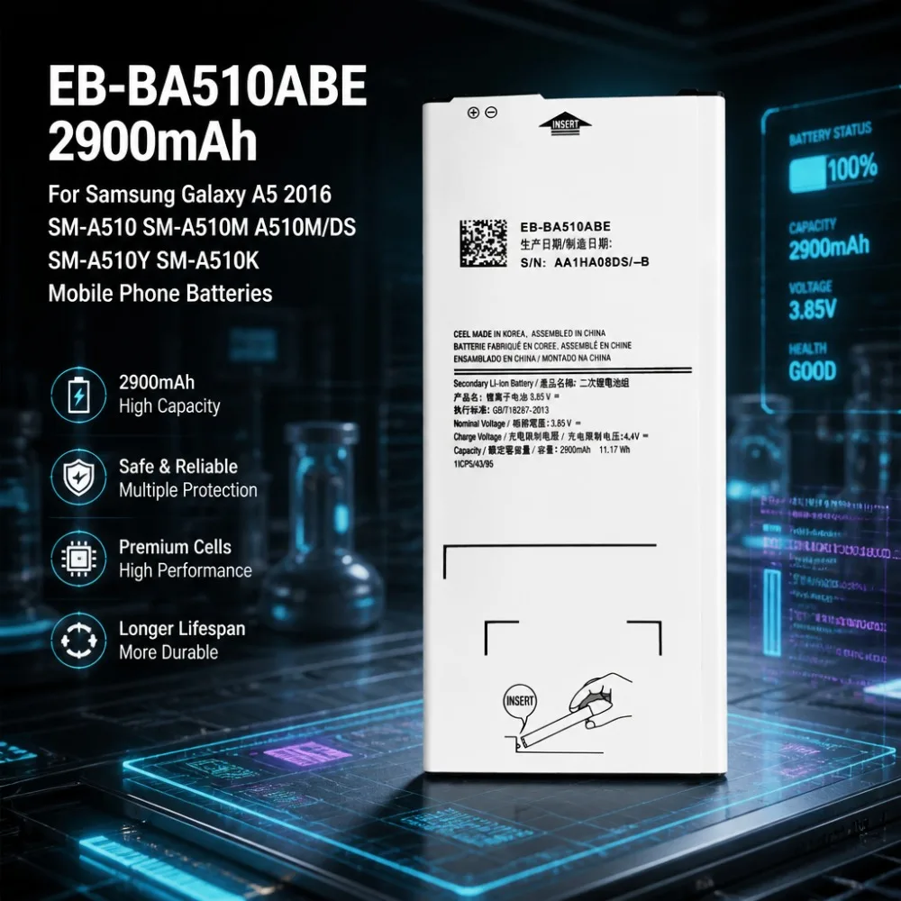 EB-BA510ABE 2900mAh 3.85V Battery for Samsung Galaxy A5 2016 SM-A510 SM-A510M A510M/DS SM-A510Y SM-A510K Mobile Phone Batteries