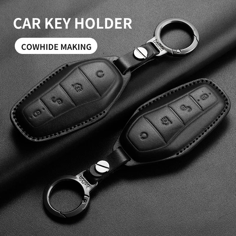 

Leather Car Key Case Cover For BYD Song Pro Han Ev Tang Dm Qin PLUS MAX/Yuan Dolphin E2 Car Key Accessoires