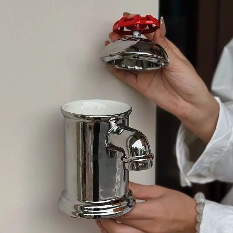 

Креативная керамическая кружка в виде пожарного гидранта, забавная необычная кофейная чашка с крышкой, большая емкость для воды