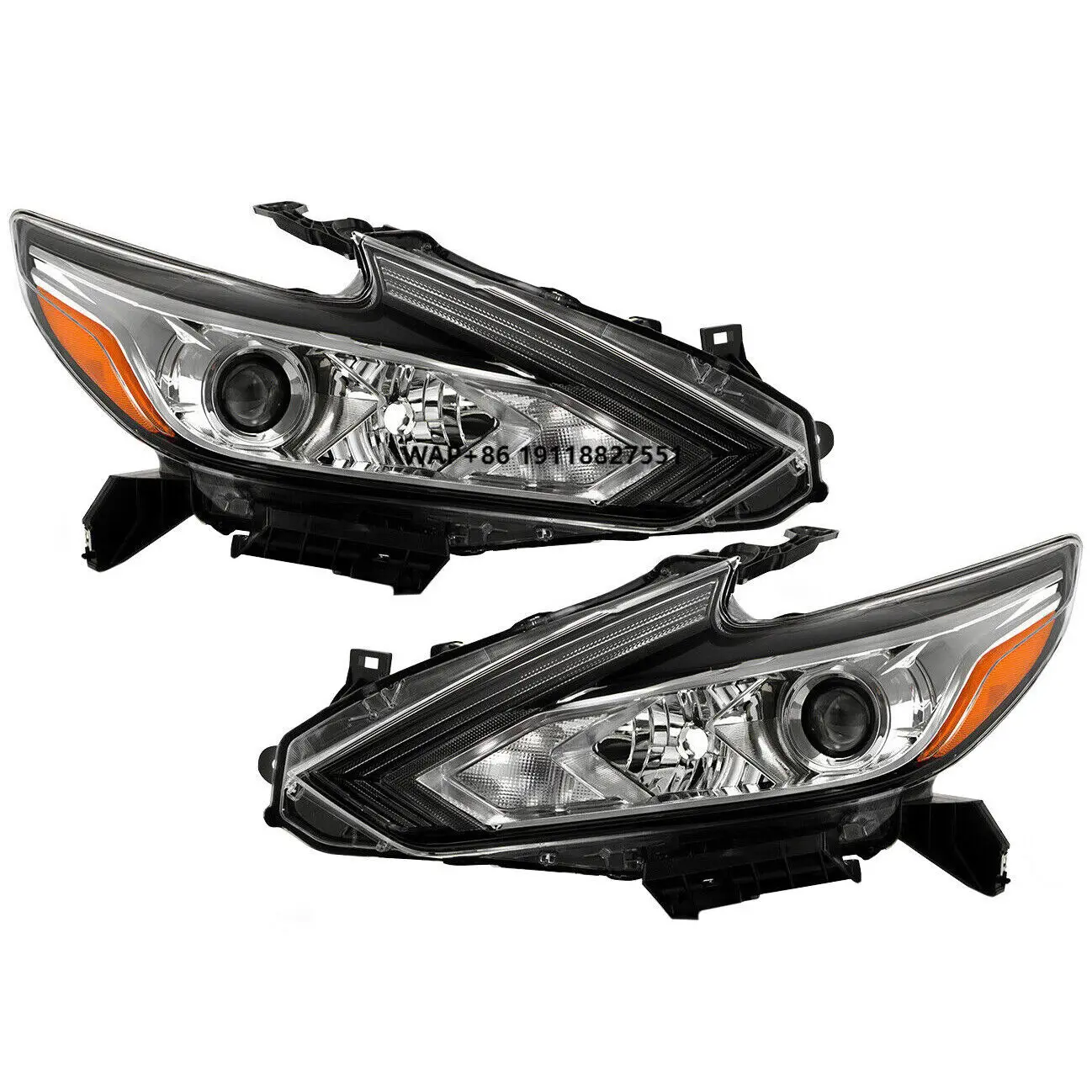 

For Altima 2016 2017 2018 Pair Halogen Headlights Headlamps Assembly Chrome Clear Lens Left+Right Side LH Set Pair