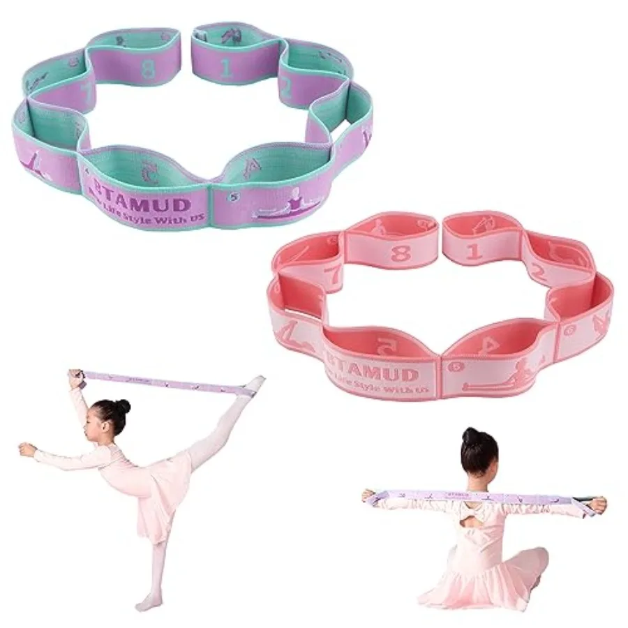 

2 PCS Stretch Strap for Dance Elastic Band for Gymnastics Stretching Strap Stretching Bands Multi-Loop Adjustable Exercise Band