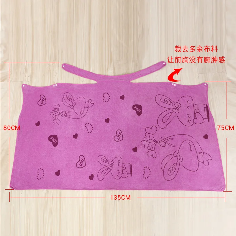 Female Wearable Bath Towel Cartoon Print Camisole Bath Skirt Women's Bathrobe Beach Towel Sauna Bra Bath Towel