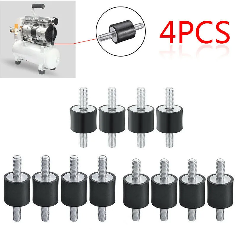 

4pcs Rubber Buffer Set Vibration Damper Silent Block Rubber Metal Buffer M5 25X20mm/M6 20X20mm/M8 15X15mm Damping Element Tools