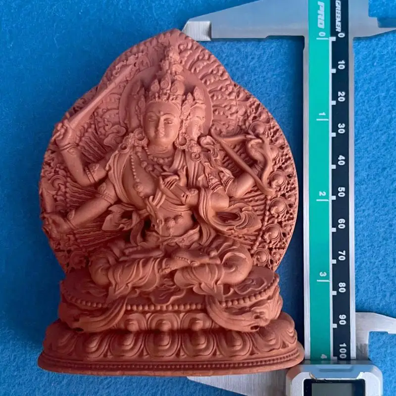 temple altar enshrine Four armed Manjusri Bodhisattva tara Buddhist statue rare buddha sat-chaya Buddhist clay molding