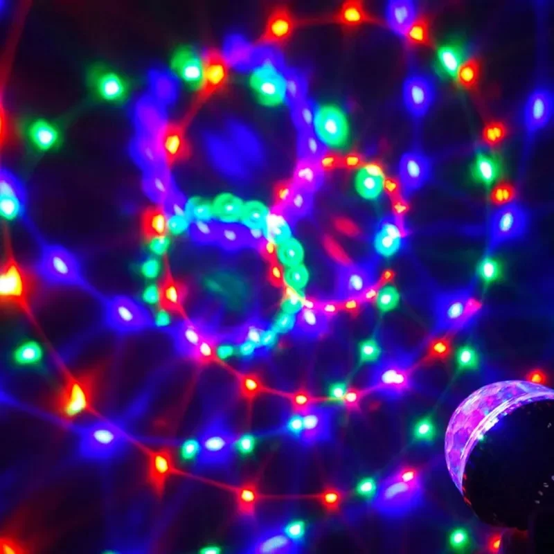 E27 Colorful Rotating Ball Light Disco Rotating Ball Bulb with Socket Ball RGB LED 6 Beads Stage Light for Family Room Party