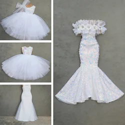 Witte jurk / balletjurk kanten avondjurk / handgemaakte 30cm poppenkleding outfit voor 1/6 Xinyi FR ST Barbie pop / meisje speelgoed