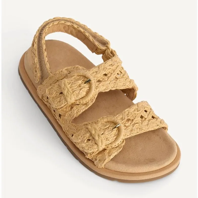 

2026 Summer Sandals Women New Leisure Vacation Straw Woven Women's Retro Flats Platform Roman Sandals Tide Sandalias Mujer