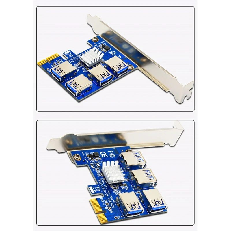 Переходная карта PCI-E к PCI-E от 1 до 4, 1X до 16X, слот USB 3.0, адаптер-концентратор для устройств Bitcoin Miner BTC