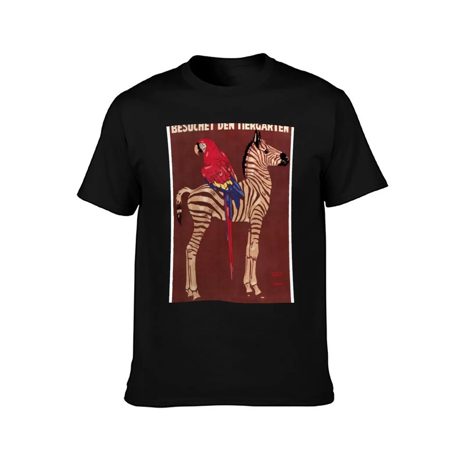 1912 Ludwig Hohlwein Visit The Zoo Zebra Macaw Poster T-Shirt Summer Casual Cotton Tee Oversized Streetwear Tops 100% Cotton
