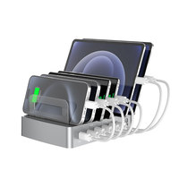Universal 72W 6 Port Multi Intelligent USB PD Charger Station For IPhone 16 15 14 QC3.0 Fast Charging Stand For Samsung Xiaomi
