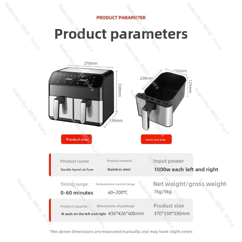 8L Double Pot Air Fryer Large