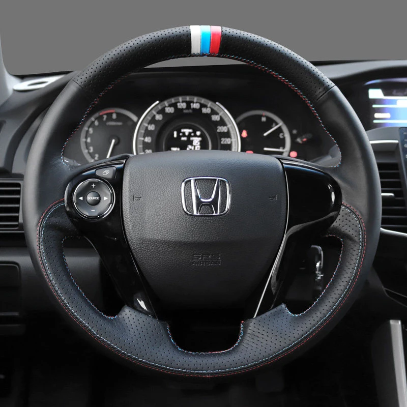 

Car Steering Wheel Cover for Honda Accord 9 2013-2016 Odyssey 2015-2021 Pilot 2015 Ridgeline 2016 Hand-sewn Microfiber Leather