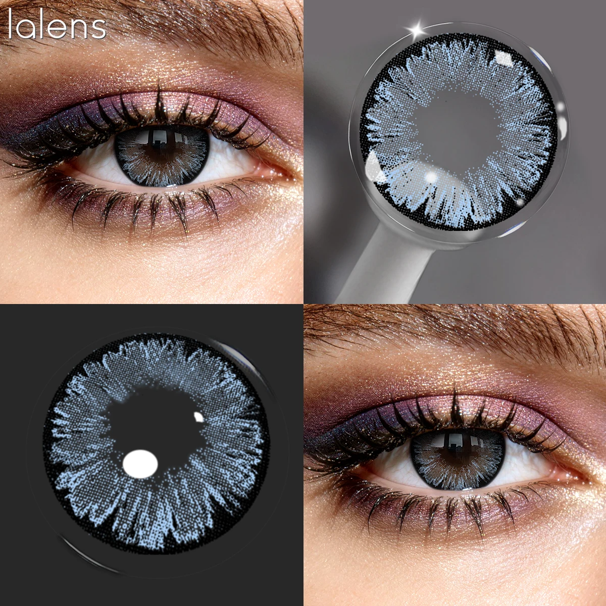 VISUASHOW 14,50mm große Kreis farbige Kontaktlinsen, Töne Braun/Blau/Schwarz, Sehkorrektur mit Dioptrien, Natürliche Schönheitspupille für Frauen im täglichen und kosmetischen Make-up – Detail 4