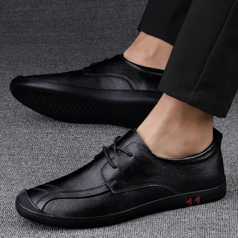 

Luxury Brand Men's Comfortable Casual Work Shoes Leather Shoes Driving Walk Lace Up Business Officially Commute Soft Sole Shoes