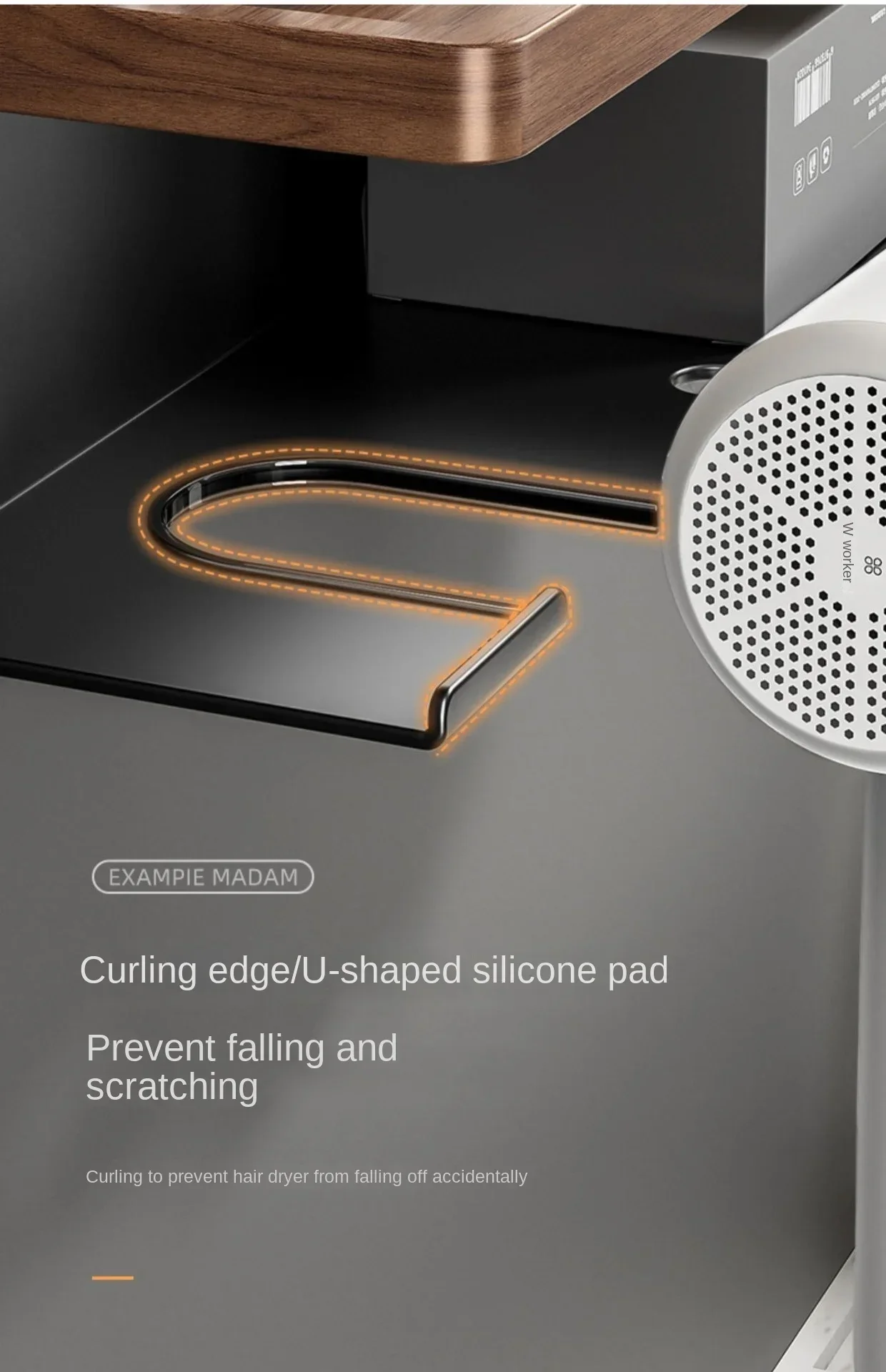 حامل مجفف شعر خشبي، حامل مجفف شعر، منظم تصفيف أدوات الشعر للحمام، حامل مجفف الشعر للحمام، حامل منفاخ