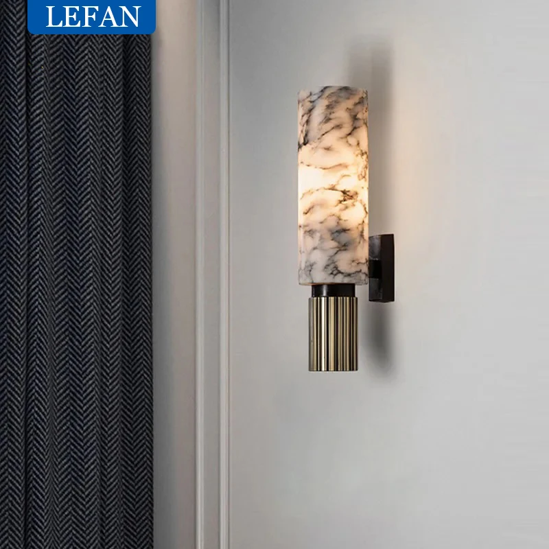 Natural Luxury Marble Wall Lamp Bedside Wall Sconce Living Room Home Decora Lights Bedroom Corridor Light Fixtures