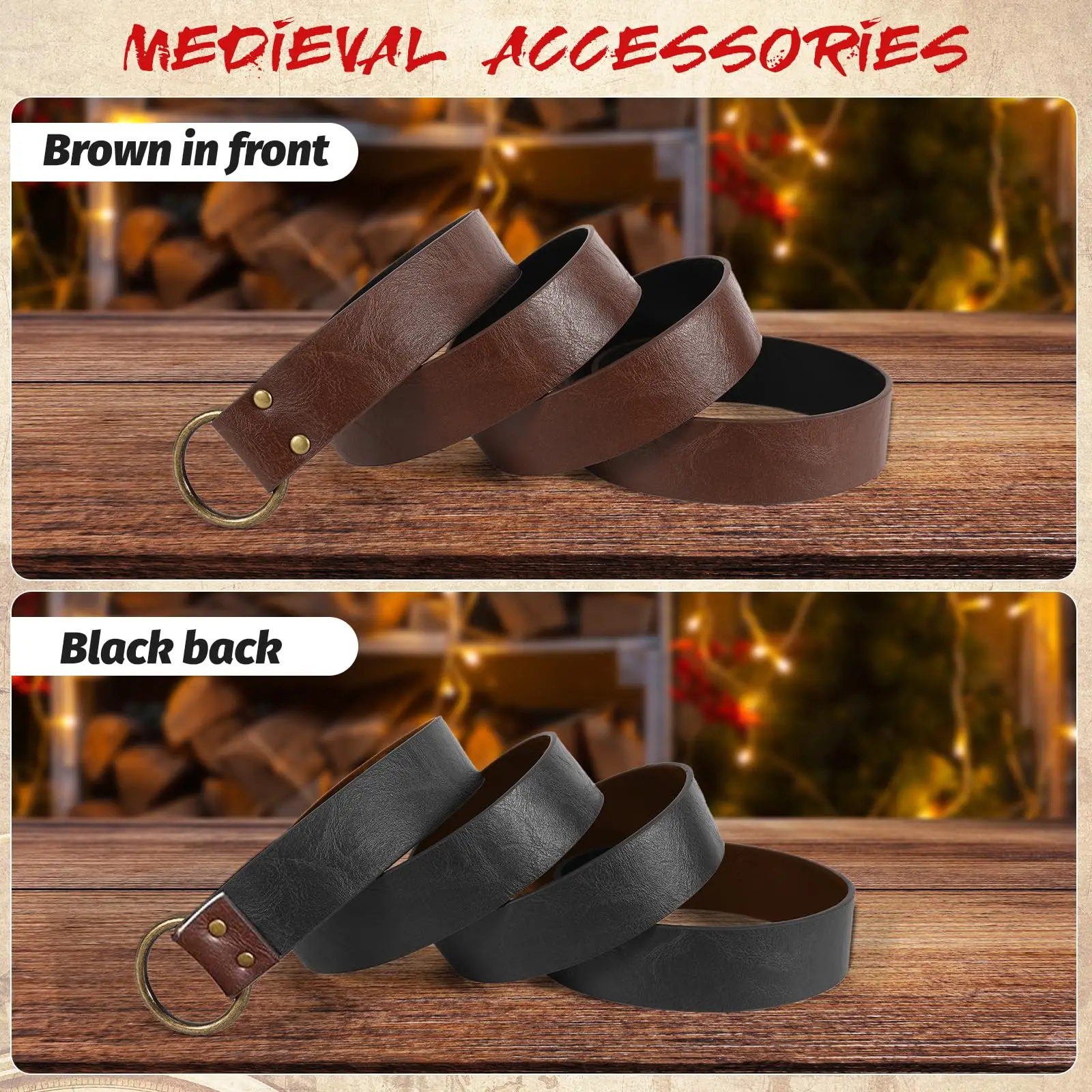 4 SZT. Renesansowe Akcesoria Średniowieczne Wikingowskie Pas Skórzane Nakładki na Ręce Torba Kostium Męski Damski na Halloween Reniferowice Cosplay Rekwizyty