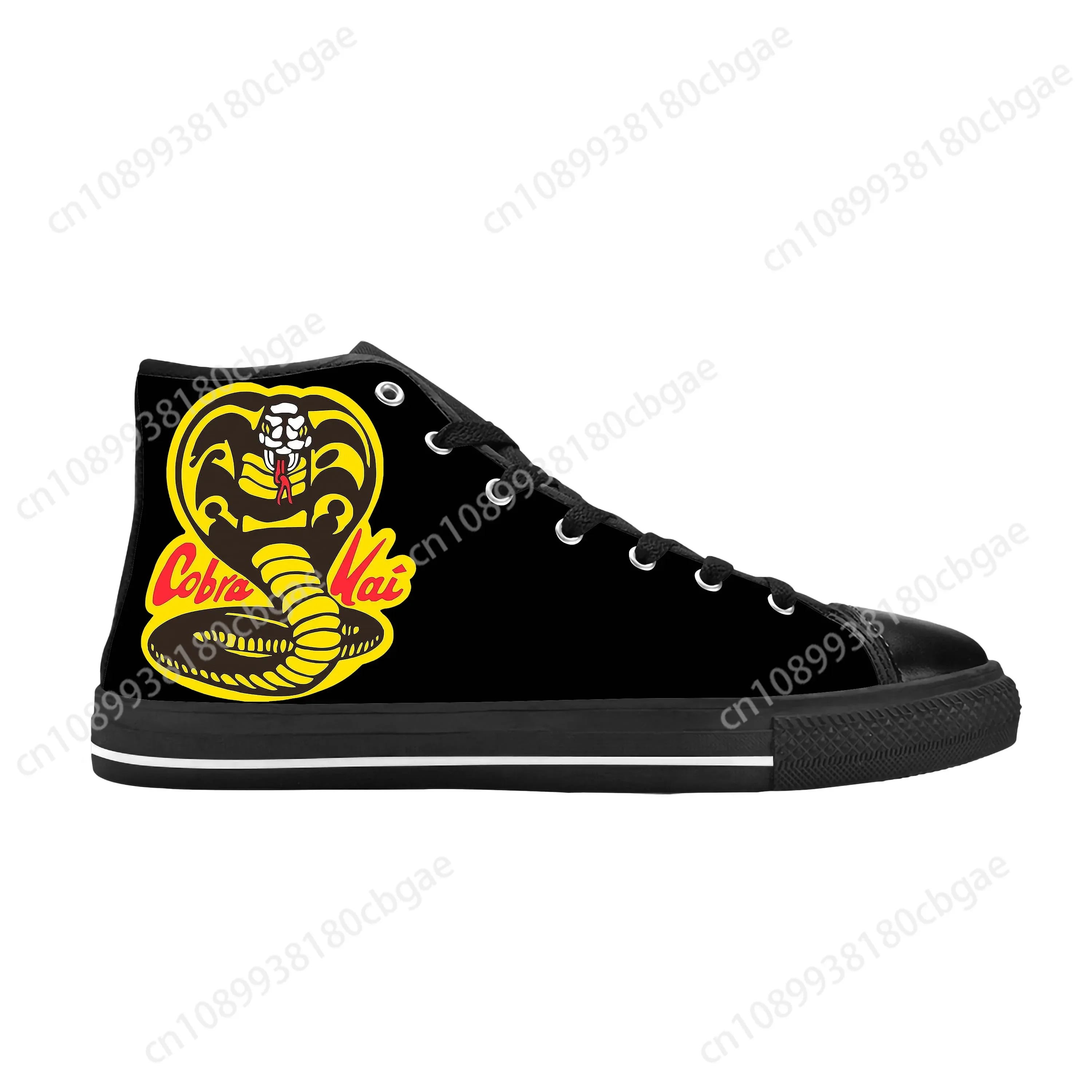 Cobra Kai Karate Kid Strike First Hard No Mercy zapatos de tela informales de alta calidad cómodos transpirables con estampado 3D hombres mujeres zapatillas de deporte