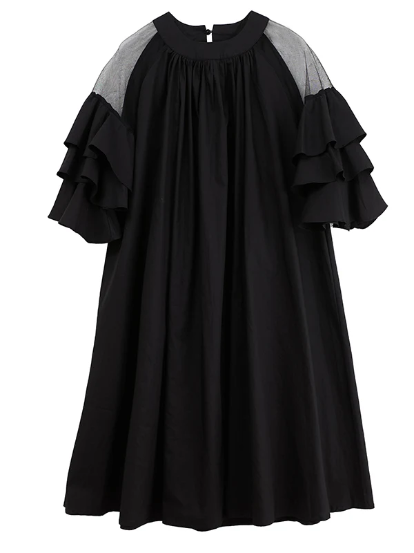 Tannt Frauen Kleid Asymmetrische Mesh Patchwork Aushöhlen Casual Kleider Für Frauen Unregelmäßige Lose Sommer Kleider 2023 Neue