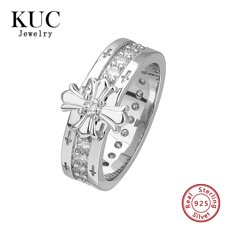 

Unique Hip-hop 925 Sterling Silver Zircon Cross Flower Design Ring For Women Luxury Fashion Fine Jewelry