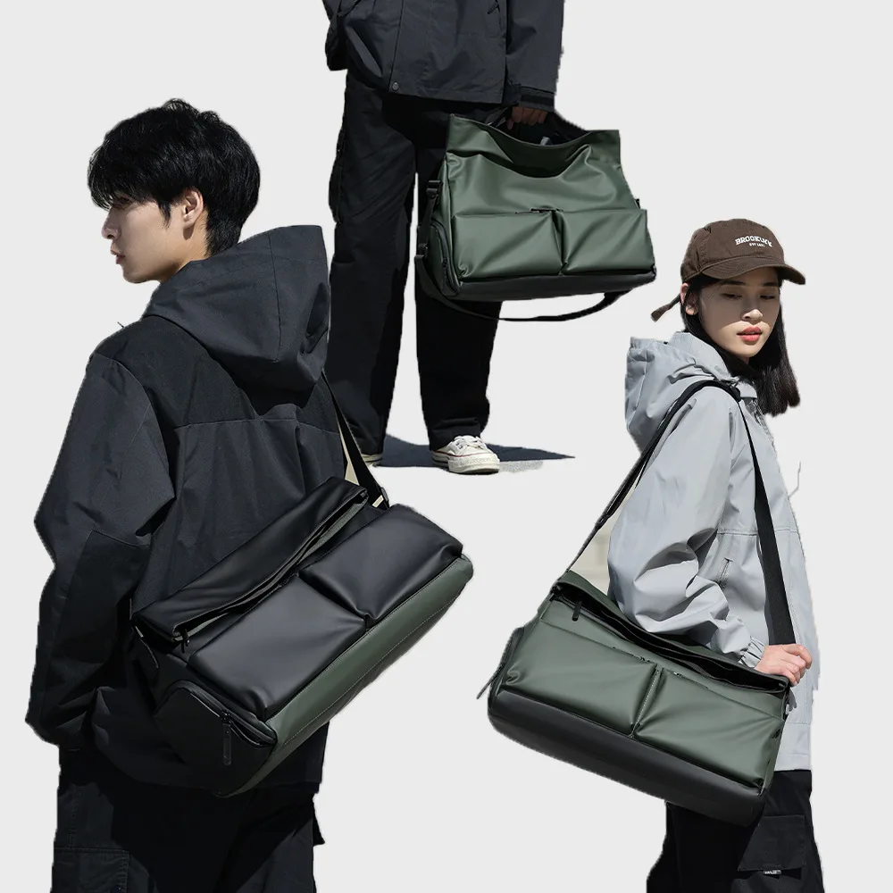 PU leather dry-wet separated large-capacity fitness bag, multi-pocket crossbody bag, men's travel bag, portable backpack
