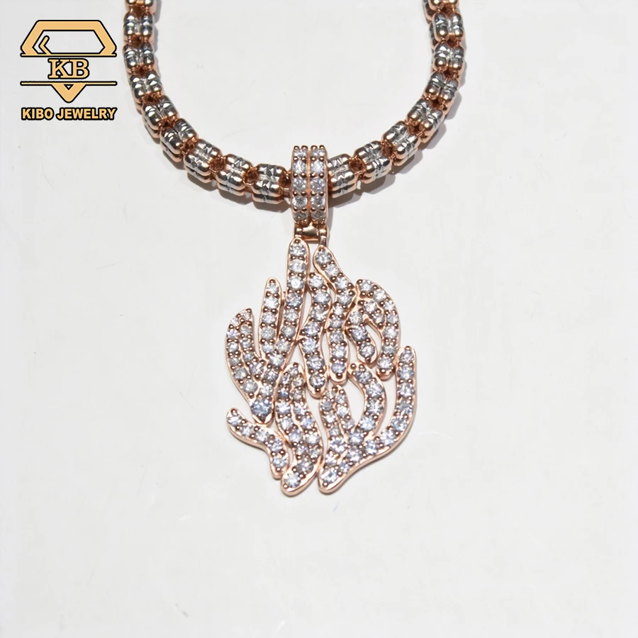 

Full Moissanite Pedant for Women Men 925 Sterling Silver Pendant Rose Gold Plated Fire Shape Pendants Fine Jewelry