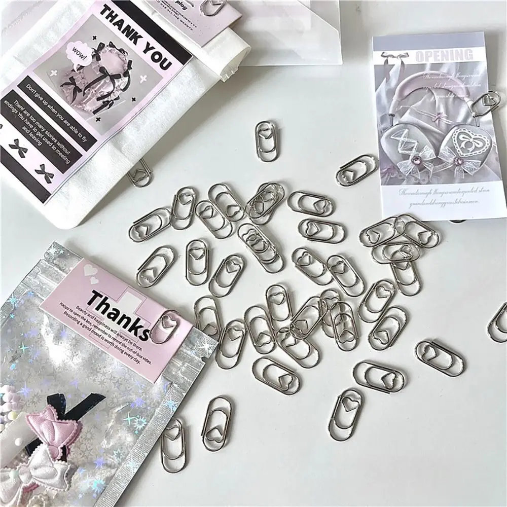 150Pcs Durable Office School Accessories Paper Clips Heart Shape Metal Binder Clip Mini 20mm Clips Holder
