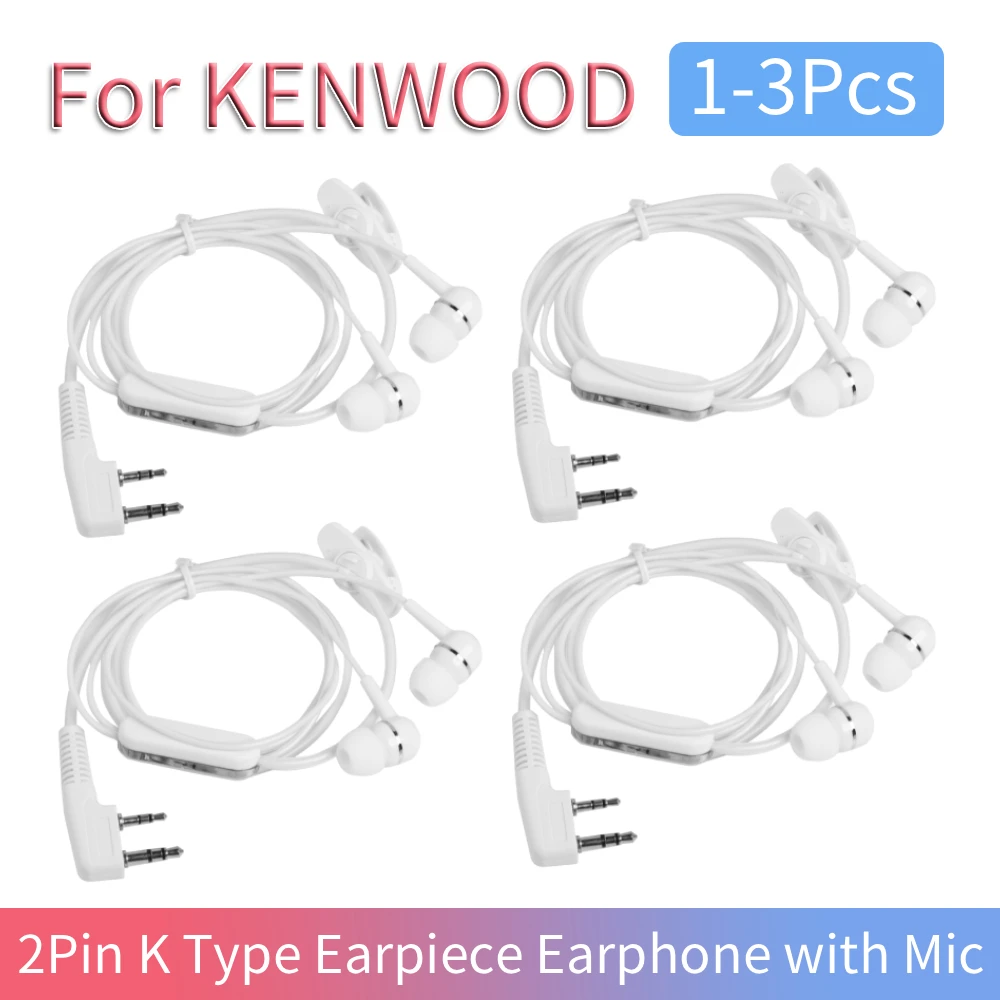 1/2Pcs 2Pin K Type Earpiece Earphone with Mic Dual Earphone Earpiece Replacement for KENWOOD Headset Accessories