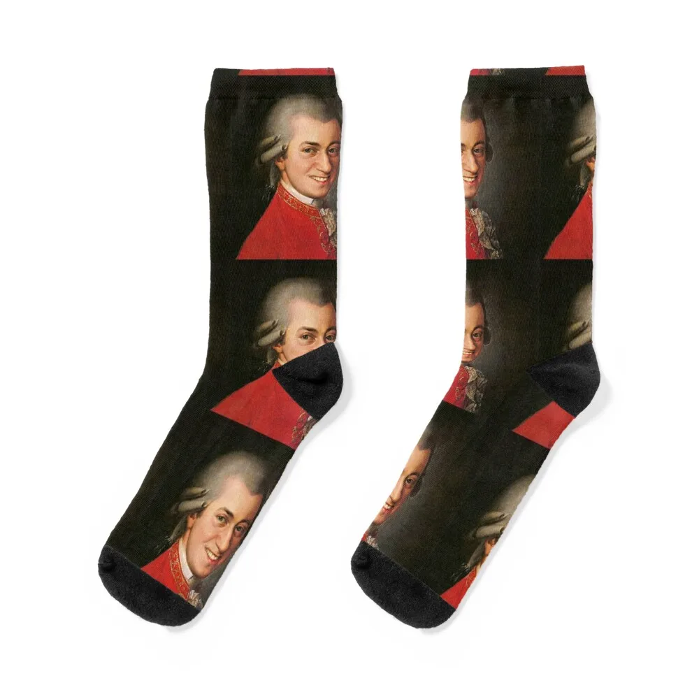Smiling Wolfgang Amadeus Mozart art famous music composer funny meme Socks cycling Stockings cool Designer Man Socks Women's
