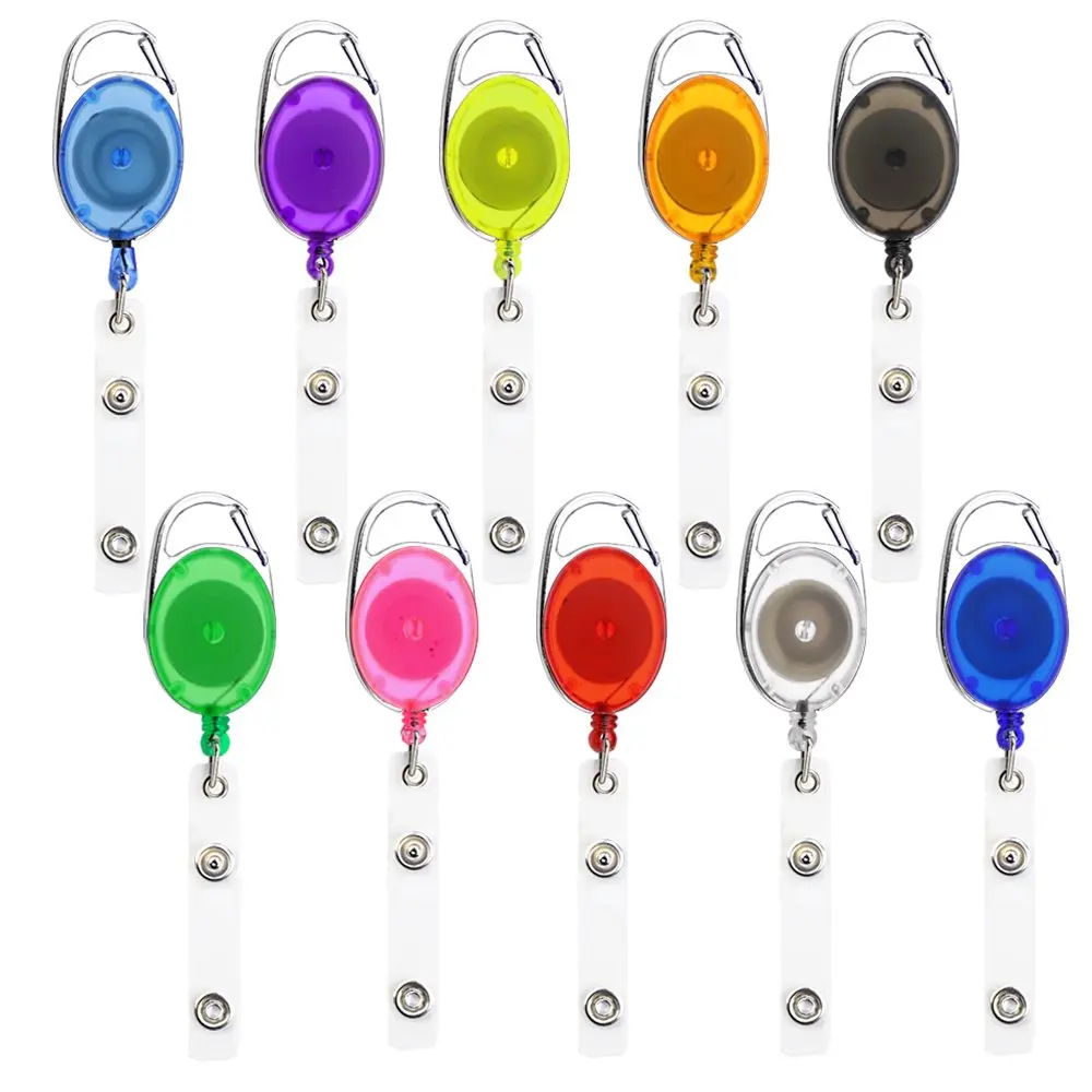 Retractable Badge Holder,10Pcs Vertical Style Clear Id Card Holders Badge Reel Clips In 10 Colors