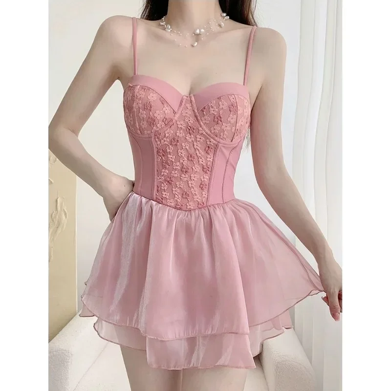 Novo maiô de verão de uma peça para mulheres, cobertura conservadora para mostrar o peso, moda primavera quente grau fingir