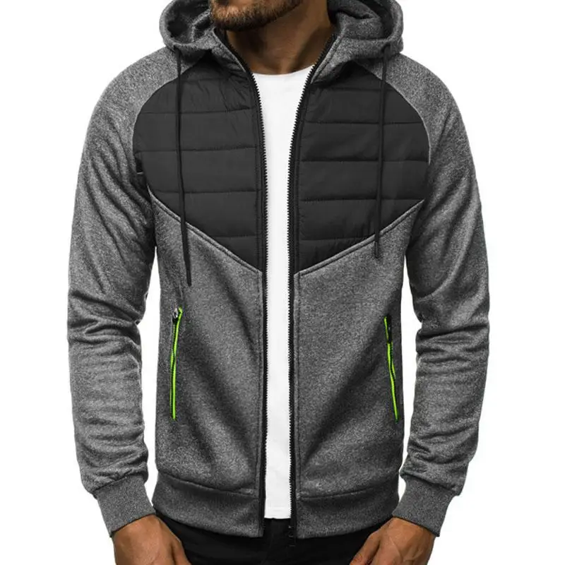 

Men Designer Jacket Autumn Winter Zipper Hooded Jacket Men Longsleeve Patchwork Mens Fashion Jackets Slim Fit Outerwear Coat Men