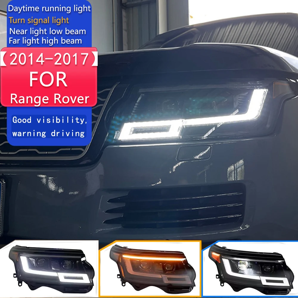 

Автомобильные фары для Range Rover, светодиодные фары, линзы проектора 2014 2015-2017, фара Land Rover, DRL, динамический сигнал, автоаксессуары