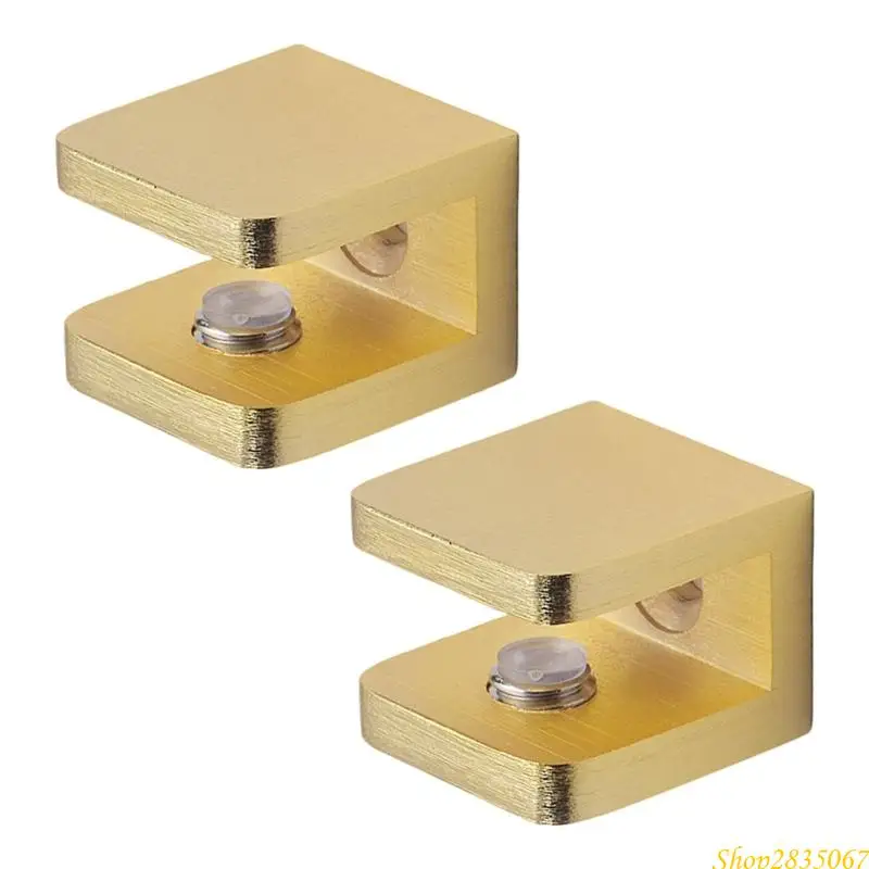 Copper Glass Shelf Brackets Adjustable Cabinet Clamps For Wine Display Case 831F