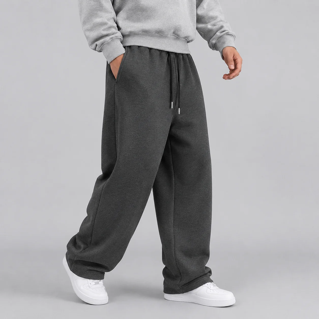 2026 Men's Large Size Oversized Wide-Leg Sweatpants - Loose-Fit Trousers with Elastic Waist  Breathable Winter Pants