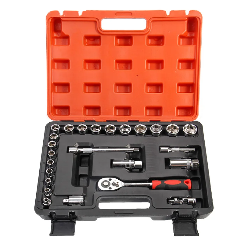 

Suitable for two-color box 25PC set, steam machine repair set combination 24-tooth ratchet quick wrench chrome vanadium steel sl