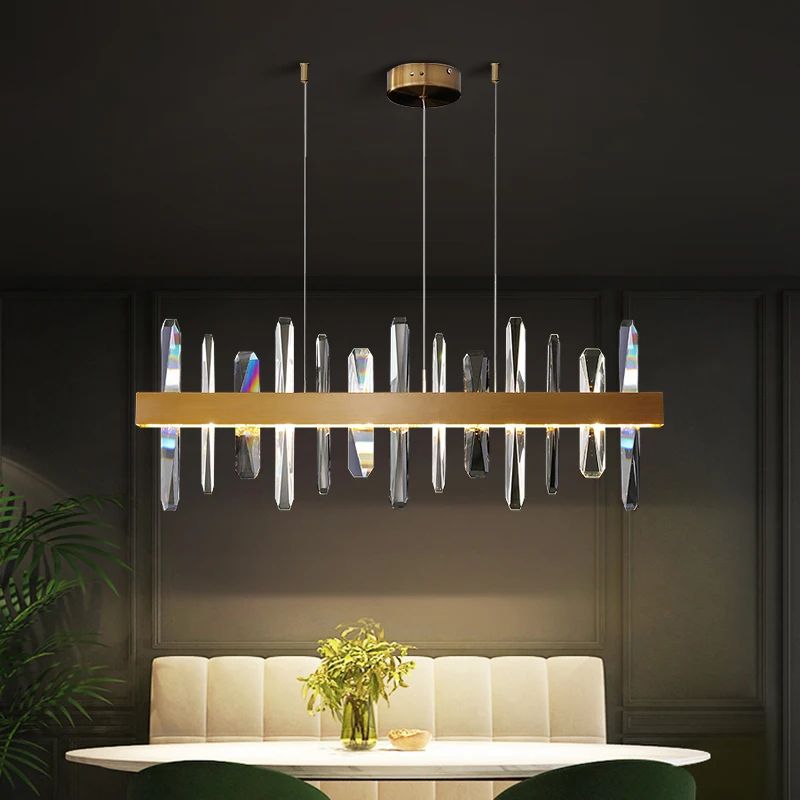 

Minimalist LED Crystal Chandeliers Lighting Dining Room Kicthen Restaurant Home Decor Hanging Pendant Lamp Gold Luxury Lustre