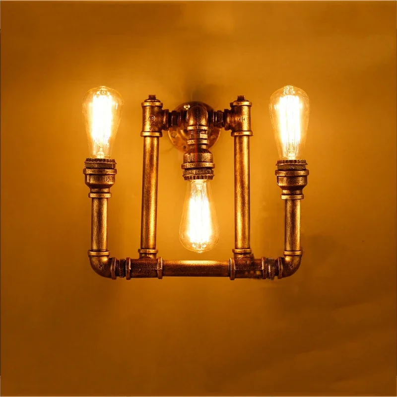 

Industrial Retro Water Pipe Restaurant Wall Lamps American Living Room Study Dining Room Bar Cafe Light Bedside Wall Light