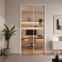 Household Large Sized Partition Glass Door Narrow Aluminum Frame Glass Sliding Doors High Quality Anti Corrosion Sliding Doors 6