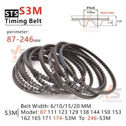 STD S3M Synchronous Timing Belt perimeter 87-246 MM Model 87-S3M 111-S3M 123-S3M 129-S3M 138-S3M 144-S3M 150-S3M To 198-S3M Belt