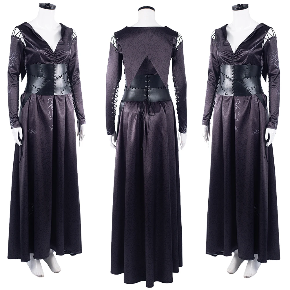 Bellatrix Cosplay Lestrange Fantasy Girdling Dress Magic Movie Witch Bella Costume Disguise Adult Women Roleplay Fantasia Outfit