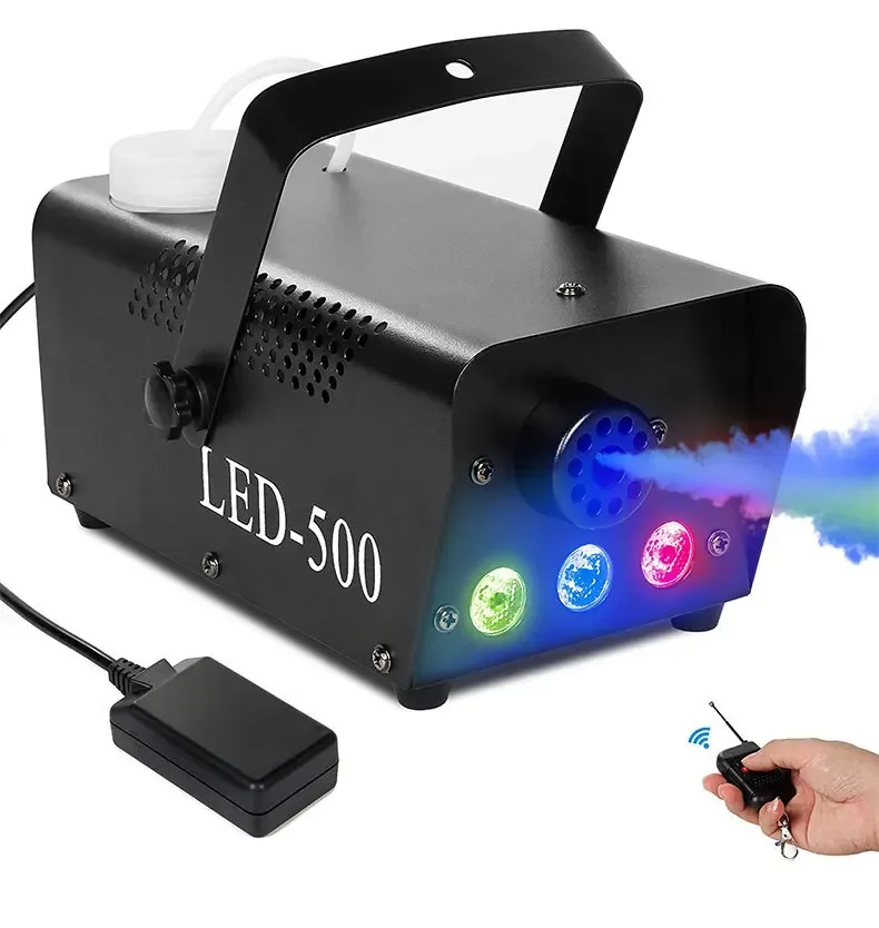 

Fog Machine with RGB LED Lights,500W DJ LED Smoke Machine with Wireless Remote Control for Party Wedding Halloween Xmas Effect