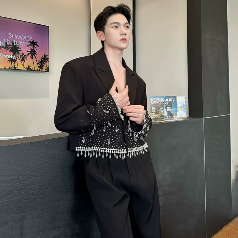 LUZHEN 2026 New Original Luxury Diamond Decorate Tassel Design Short Blazer Coat Men Fashion Handsome Personalized Jacket JY9410
