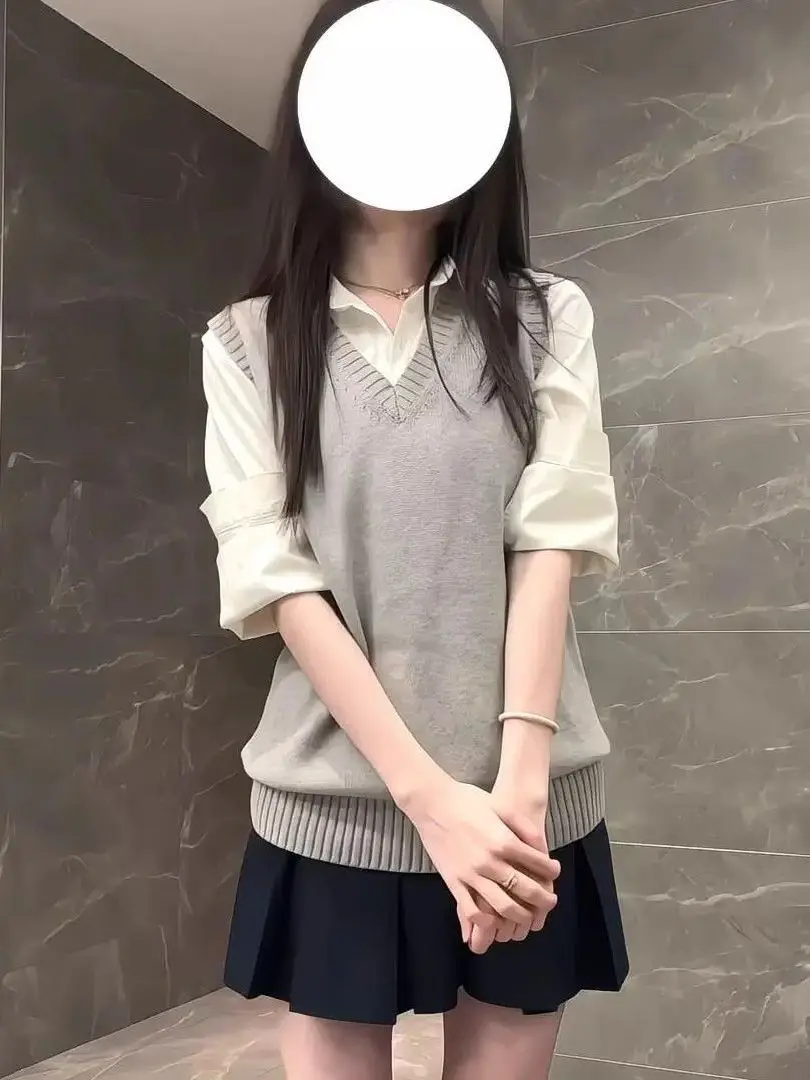 

Оригинальный свитер JK, вязаный свитер, жилет, женский весенний многослойный топ, вязаный мягкий, удобный, дышащий, модный