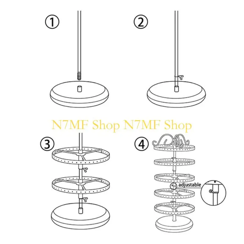 

N7MF 5-ярусный металлический вращающийся держатель для сережек, стеллаж для выставки товаров, органайзер для сережек