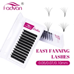 Fadvan L Curl Easy Fanning Lashes Extension Auto Blooming Faux Mink Eyelash Volume 15-20mm Mixed Fan Lashes